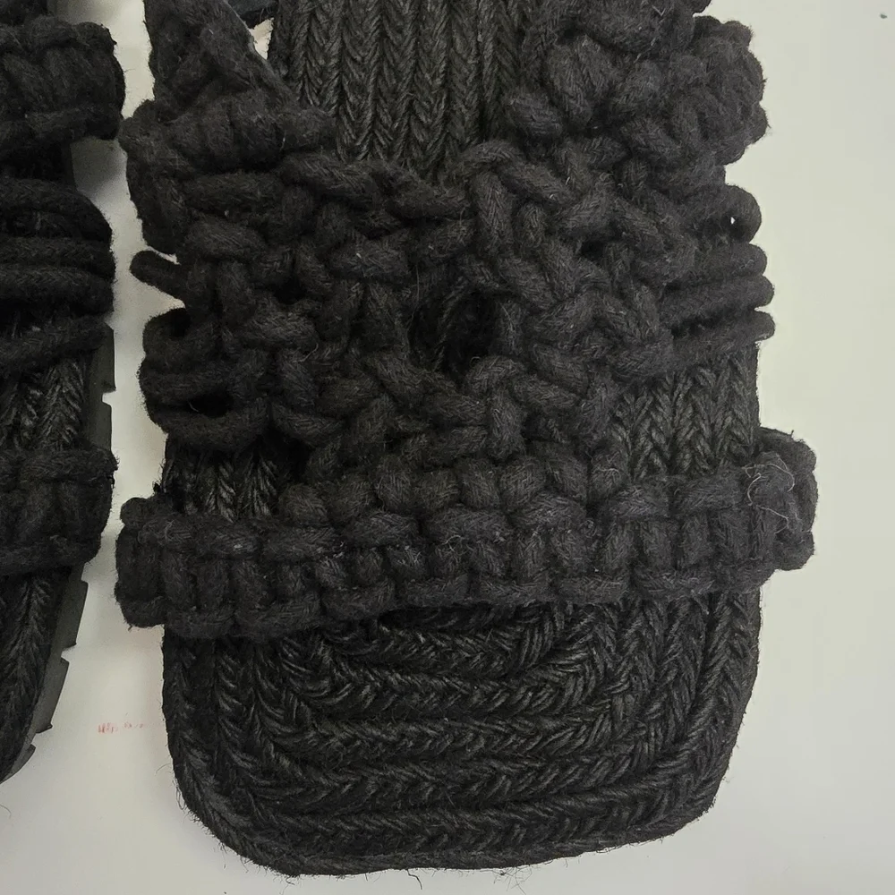 Free People Black Sandri Macrame Sandals slip on crochet bohemian beachy boho
